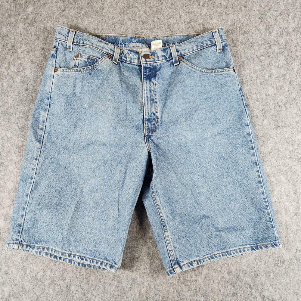 VTG 90s Levis 550 Relaxed Fit Shorts Men 38 Blue Orange Tab Denim Light Wash Y2K